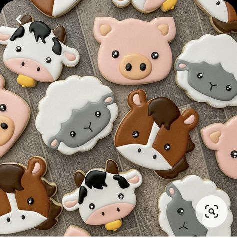 Farm Cookies, Horse Cookies, Animal Cookie, Farm Theme Birthday, Farm Animals Birthday Party, Farm Themed Birthday Party, Cow Birthday, Farm Animal Birthday, Barnyard Birthday