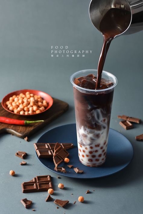 Chocolate Bubble Tea, Menu Photography, Bubble Tea Menu, Tea Box Design, Bubble Tea Flavors, Vietnamese Dessert, Moody Food Photography, Tea Labels, Cold Coffee Recipes