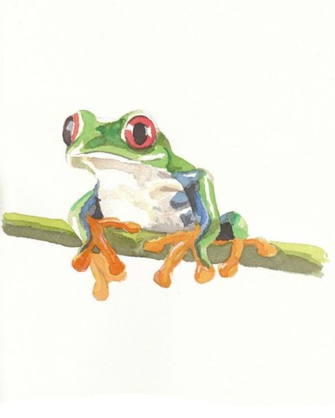 TREE FROG  O.R.I.G.I.N.A.L WATERCOLOR PAINTING  by WaterInMyPaint Watercolour Frog, Frog Watercolor, Bookmarks Watercolor, Bible Verse Painting, Jungle Painting, Arte Grunge, Frog Drawing, Watercolor Paintings For Beginners, Kids Watercolor