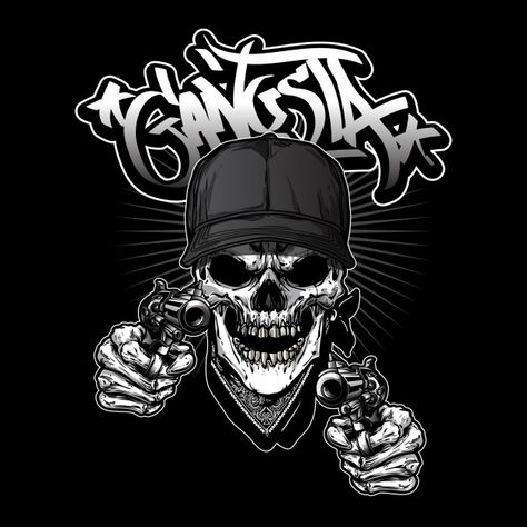 Gangsta skull illistration Premium Vecto... | Free Vector #Freepik #freevector #logo #hand #skull #hipster Logo Gangster, Freepik Vector Free, Car Vinyl Graphics, Hand Skull, Black Panther Tattoo, Badass Drawings, Badass Skulls, Iphone Wallpaper Blur, Skull Hand Tattoo