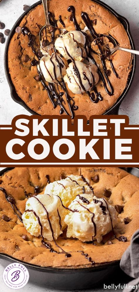 Chocolate Chip Cookie In Cast Iron Pan, Sauce Pan Cookies, Cast Iron Skillet Cookie, Cookie Sundae, Chocolate Chip Skillet Cookie, Choco Chip Cookies, Skillet Chocolate Chip Cookie, Pan Cookies, Iron Recipes