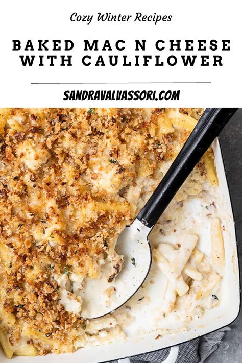 This homemade version of Baked Mac and Cheese with Cauliflower is creamier, and more flavourful, than any mac and cheese you’ve ever had. Easy to make, comforting, satisfying, and completely worth the effort. Cauli Mac And Cheese, Mac And Cheese With Cauliflower, Winter Baking Recipes, Cozy Winter Recipes, Baked Mac N Cheese, Pasta Pot, Baked Mac, White Cheddar Cheese, Cheese Dishes