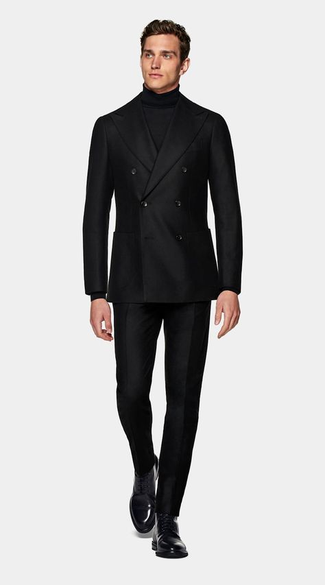 Black Double Breasted Suit, Elegant Men Style, Double Breasted Suit Men, Black Men Suits, Formal Attire For Men, Suit Supply, Black Outfit Men, Double Breasted Tuxedo, Black Suit Men