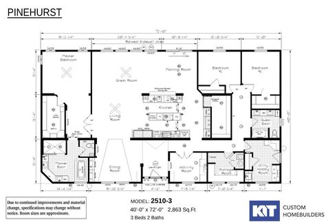 Pinehurst 2510-3 - Craftsman Homes Triple Wide Modular Home Floor Plans, Triple Wide Modular Homes, Fleetwood Homes, Modular Home Plans, Modular Home Builders, Vinyl Flooring Bathroom, Modular Homes For Sale, Recessed Can Lights, Wood Cabinet Doors