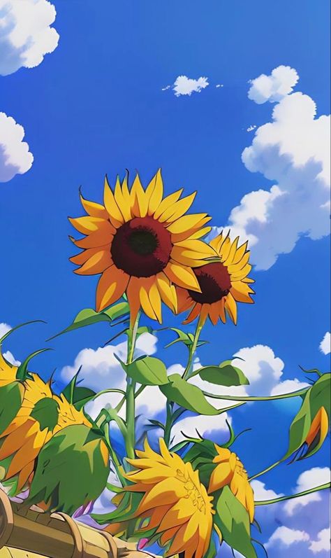 Zicxa Photos Sunflower Anime Wallpaper, Sunflower Drawing Simple, Sunflower Anime, Anime Sunflower, Pineapple Wallpaper, Drawing Scenery, Landscape Painting Tutorial, Nature Art Drawings, 1080p Anime Wallpaper