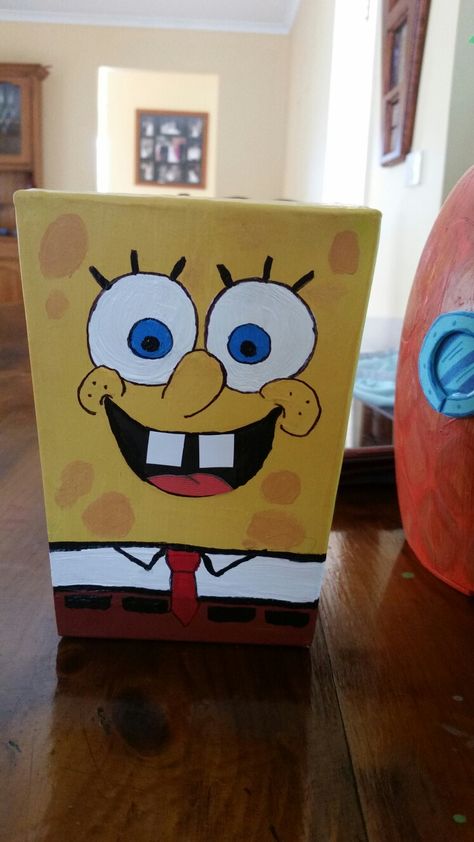 Diy Spongebob Gifts Ideas, Spongebob Valentine Box Ideas, Spongebob Gift Box Ideas, Spongebob Box Gift, Spongebob Box Gift Meme, Kids Valentine Boxes, Valentine Box, Homemade Crafts, Valentines For Kids