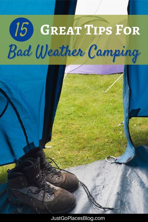 Looking for camping in the rain tips? We've got plenty of camping in the rain hacks thanks to our extended camping experiences in England. We've been camping in the rain with kids for years and have lots of camping tips and tricks, including camping tips for beginners. Stay dry in the rain and enjoy every minute of it! Or, you may find your kids want to throw on rain boots and embrace wet weather camping in all of its muddy glory. Wet camping doesn't have to rain on your (camping) parade! Raining Camping Hacks, Cool Weather Camping, Tent Camping In The Rain Hacks, Tips For Camping In The Rain, Rainy Camping Activities, Rain Camping Hacks, Rainy Camping Ideas, Camping In Rain Hacks, Tent Camping In The Rain