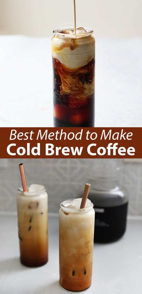 How to Make Cold Brew Coffee - A Beautiful Mess How To Make Cold Brew Coffee, Brew Coffee Recipe, Make Cold Brew, Cold Brew Coffee Recipe, Cold Brew Coffee Concentrate, Cold Brew At Home, Vietnamese Iced Coffee, Making Cold Brew Coffee, Coffee Concentrate