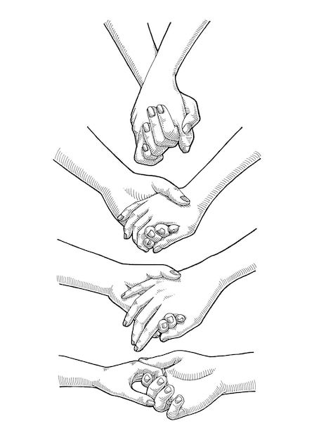 Vector set of couple hand holding illust... | Premium Vector #Freepik #vector #people-love #lovers #lovers-couple #people-heart Love Hands Drawing, Love Illustration Couple, Holding Hands Reference, Holding Hands Illustration, Theatre Illustration, Holding Hands Drawing, People Holding Hands, Hand Dancing, Protest Art