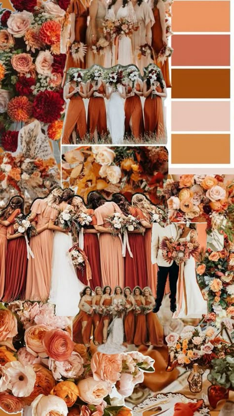 Boda Vintage Ideas, Orange Wedding Colors, Fall Wedding Color Schemes, Wedding Color Scheme, Orange Bridesmaid, Wedding Color Ideas, Vintage Sunset, Sunset Orange, Have Inspiration