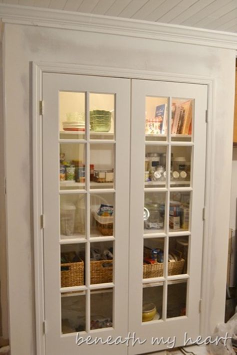 glass doors on pantry Pantry Door Ideas, Old French Doors, Diy French Country Decor, French Country Rug, Pantry Closet, French Country Living Room, Diy Pantry, Closet Remodel, Pantry Door