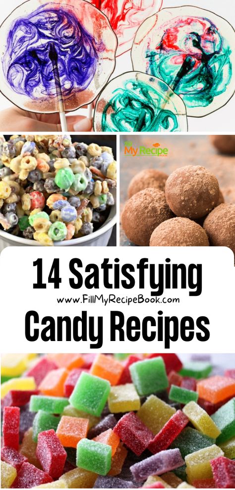 14 Satisfying Candy Recipes - Fill My Recipe Book Fruit Truffle, Recipe Ideas Easy, Crunch Bars Recipe, Truffle Balls, Candy Homemade, Treat Business, Homemade Candy Bars, Hard Candy Recipes, Easy Christmas Candy Recipes