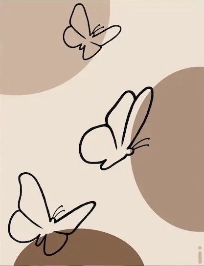 Aesthetic Background Drawing Easy, Trendy Drawings Aesthetic, Beige Aesthetic Drawing, Butterfly Painting Simple, Brown Aesthetic Drawing, Butterfly Painting Aesthetic, Brown Painting Aesthetic, Beige Aesthetic Painting, Dibujos Astetics Faciles