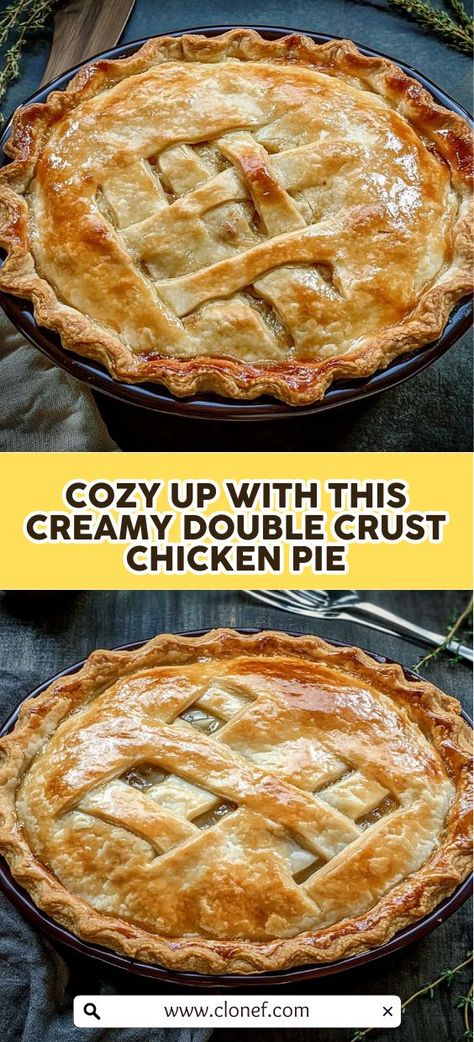 Cozy up with this Ultimate Comfort Food recipe for Double Crust Chicken Pot Pie. This dish features a flaky golden crust loaded with tender chicken, fresh vegetables, and a creamy sauce that’s simply irresistible. Perfect for family dinners or gatherings, it’s a versatile recipe that can be customized with your favorite veggies or even swapped with turkey or a vegetarian filling. In just under an hour, you can serve a homemade masterpiece that will impress everyone at the table. Double Crust Chicken Pot Pie, Chicken Fresh, Comfort Casseroles, Chicken Pie, Crusted Chicken, Simply Irresistible, Quick Weeknight Meals, Chicken Pot, Ultimate Comfort Food