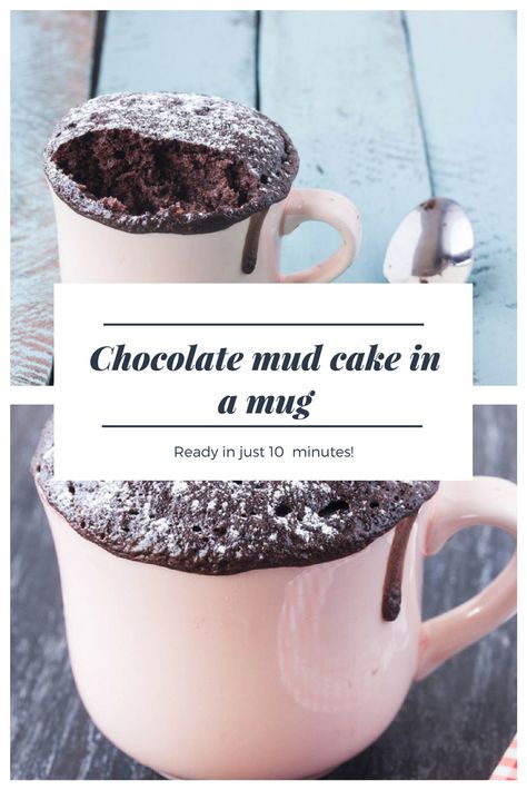 Microwave Mud Cake, Mud Cakes In A Cup, Mud Cake Recipes In A Cup, Microwave Treats, Cake In A Mug Recipe, Chocolate Cake In A Mug, Cake In A Cup, Mug Recipe, Mud Cake Recipes