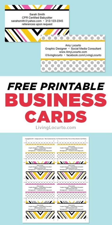 Free business cards you can download and print from home. These fun and bright printable business cards are a life saver when you need a card last-minute! #business Diy Business Cards Printable Free, How To Make Business Cards At Home, Ideas For Business Cards, Free Business Card Design Templates, Free Business Printables, Etsy Business Cards, Printables Business, Free Printable Business Cards, Doctor Business Cards