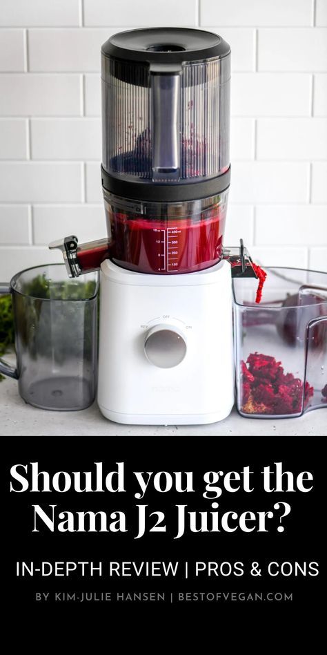 Looking for a new juicer? This review covers all the pros and cons (both technical and practical) of the Nama J2 Cold Press Juicer. It also includes a discount code. #juicer #juicing #review #healthyliving 🌿 Nama Juicer J2, Nama J2 Juicer, Nama Juicer, Best Juicer Machine, Commercial Juicer, Low Fat Vegan Recipes, Farm Dream, Ginger Shots, Amazing Kitchens