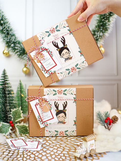 Christmas Hampers Photography, Christmas Hampers Packaging Ideas, Christmas Hampers Packaging, Ide Hampers, Cafe Menu Design, Christmas Gift Hampers, Christmas Hampers, Bread Packaging, Hamper Boxes