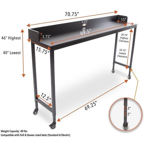 Joy Overbed Table with Wheels | Stand Steady Bed Table On Wheels, Desk On Wheels, Creative Office Furniture, Overbed Table, Rolling Desk, Bohemian House Decor, Table With Wheels, Desk Solutions, Foldable Furniture