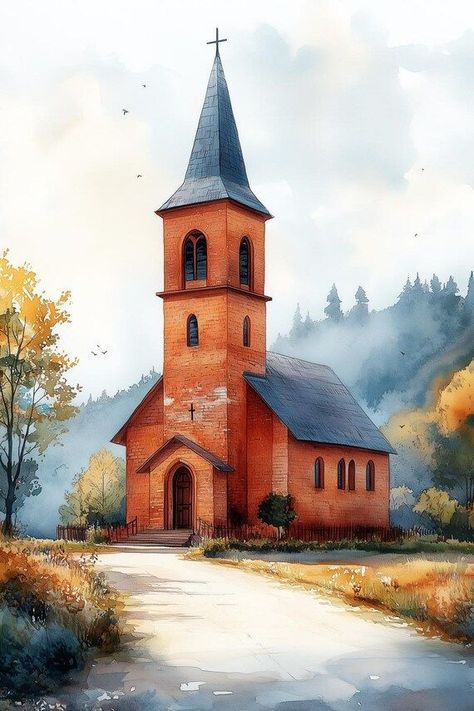 Charming Church Watercolor Canvas Print Inspired by Impressionist Style with Autumn Colors for Home Decor by CustomCanvasCurators Embrace the peaceful vibes of autumn with our custom canvas print featuring a charming church in a watercolor style inspired by the Impressionist movement. 🍂 Perfect for adding a touch of elegance and tranquility to any room. Let the vibrant foliage and architectural grace capture your imagination. Elevate your space with this unique piece of art and immerse your... Church Watercolor, Brick Structure, Colors For Home, Church Painting, Watercolor Architecture, Custom Canvas Prints, The Brick, Watercolor Canvas, Autumn Colors