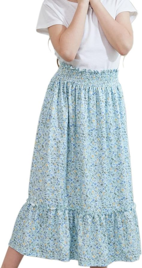 Amazon.com: Girls Orange Ruffle High Waisted Flowy Skirt Size 13-14 Summer Cute Boho Clothes Floral Maxi Skirts : Clothing, Shoes & Jewelry Floral Maxi Skirts, Girls Long Skirts, High Waisted Skirts, Skirts Summer, Boho Clothes, Skirt Maxi, Floral Maxi Skirt, Boho Outfits, Long Skirt