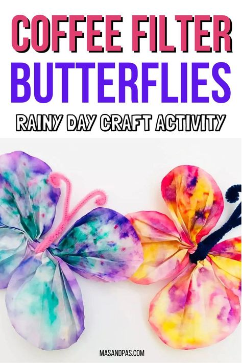 Step by step tutorial on how to make coffee filter butterflies with cheap supplies. This coffee filter butterfly craft is an easy craft idea for a rainy day! #funkidscraft #kidscraft #butterfly #butterflycraft Coffee Filter Dragonfly Craft, Butterfly Coffee Filter Craft, Pollinator Activities, Coffee Filter Butterflies, Diy Butterflies, Summer Crafts For Toddlers, Activities Director, Spring Arts And Crafts, June Crafts