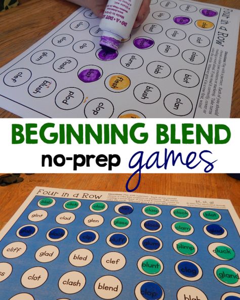 No-prep games for teaching beginning blends Beginning Blends, The Measured Mom, Measured Mom, Literacy Games, Reading Games, First Grade Reading, Reading Centers, Education Motivation, Education Quotes For Teachers