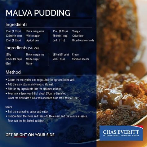 Malva pudding Malva Pudding South Africa, Malva Pudding Recipe, Tea Scones Recipe, Malva Pudding, Churros Recipe, Homemade Recipes Dessert, Quick Dessert Recipes, Africa Food, Easy Homemade Pizza