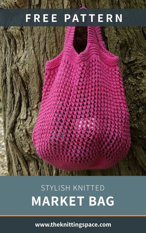 Create this simple yet strudy knit market bag, a great alternative to using plastic bags for groceries. This easy knitting pattern can be made with either cotton, linen or hemp yarn, depending on the look and purpose you want it to have.This is a great handmade gift for almost everyone, from family to friends. | Discover over 5,500 free knitting patterns at theknittingspace.com Knitted Market Bag, Knitting Tote Bag Pattern, Grocery Bag Pattern, Shopping Bag Pattern, Easy Knitting Patterns Free, Knitting Bag Pattern, Tote Bag Pattern Free, Paper Yarn, Womens Knitting Patterns