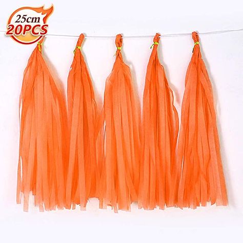 Orange Paper Craft, Diy Slinger, Hanging Paper Decorations, Stall Decorations, Decor For Party, Orange Tissue Paper, Tassel Diy, How To Make Orange, Tissue Paper Tassel