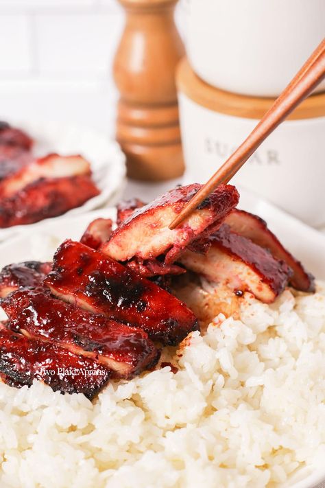 Chicken Char Sui, Char Siu Chicken Recipe, Two Plaid Aprons, Char Sui Recipes Chicken, Chicken Schmaltz, Chicken Char Siu, Char Siu Recipe, Chicken Barbeque, Chicken Hoisin Sauce