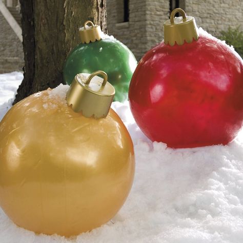 Cheap And Easy Outdoor Giant Christmas Ornaments (That Are Freakin' Cute) Large Outdoor Christmas Ornaments, Christmas Parade Floats, Giant Christmas Ornaments, Large Christmas Ornaments, Inflatable Ball, Outdoor Christmas Tree, Traditional Colonial, Giant Tree, Colonial Christmas