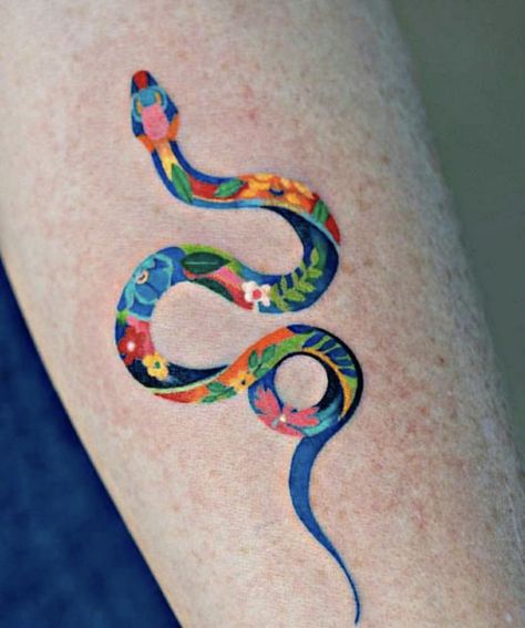 pinterest: hezzprice Rainbow Snake Tattoo, Colorful Snake Tattoo, Sick Tattoos, Ouroboros Tattoo, 16 Tattoo, Ancient Tattoo, Funky Tattoos, Tattoo Board, Cute Little Tattoos