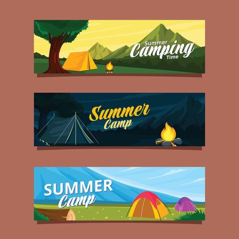 Camp Banner, Youth Camp, Banner Ideas, Photo Frame Design, Powerpoint Design, Summer Picnic, Summer Holiday, Summer Camp, Banner Design