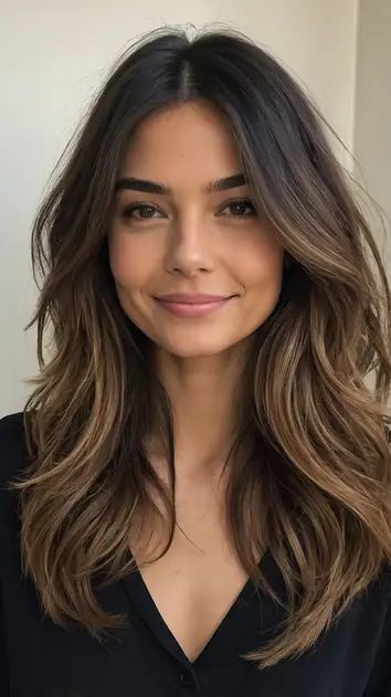 Layer Up Your Look: 15 Shoulder Length Hair Cuts with Layers Ideas - TecArticles Medium Length Brunette Curtain Bangs, Midlength Haircuts With Choppy Layers, Medium Length Frizzy Hair, Haircut For Medium Length Hair Layered, Medium Length Haircut With Short Layers, Haircuts For Fine Wavy Hair Long, Curtain Bang Balayage, Medium Length Haircut With Layers Side Bangs, Wavy Hairstyles Medium Length