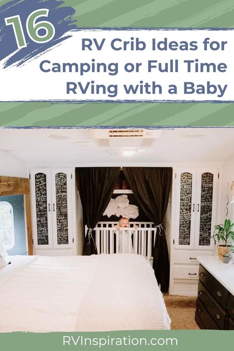 Camping with a baby can mean bringing a lot of extra stuff. High chairs, carriers, a car seat, and probably a baby bed. But since RVs don't come standard with baby beds, RVers have gotten creative for their RV crib ideas. Whether you have a large Class A or a small travel trailer, you can find a way to create, add, or build a baby bed for your little ones. Here are 16 RV crib ideas so you can easily make room for your smallest family members. #familyrving #rvinspiration Rv Baby Nursery, Rv Nursery Ideas, Rv Newbies, Small Travel Trailer, Rv Models, Ideas For Camping, Crib Ideas, Baby Beds, Tiny Nursery