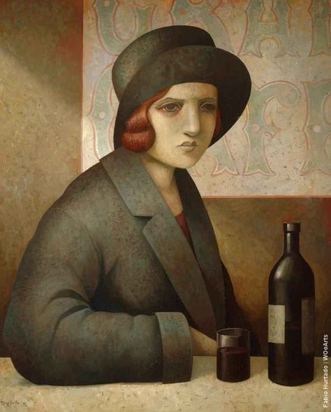 Fabio Hurtado is an artist with an unmistakable style. His paintings recreate scenes in an almost cinematographic context which are set within the 1920’s and 1930’s. Fabio Hurtado, Fine Arts School, Creation Photo, Spanish Painters, Edward Hopper, Wine Art, Hur Man Målar, Spanish Artists, Drawing Skills