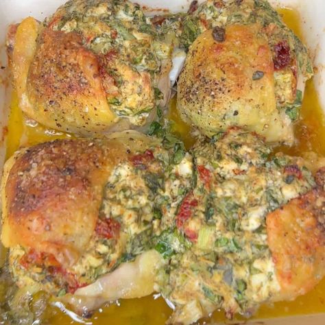 Stuffed Chicken Thighs Cajun Chicken Fettuccine, Chicken Thighs And Potatoes, Stuffed Chicken Thighs, Pork Milanese, Lemony Chicken, Moist Chicken, Lasagna Soup Recipe, Lasagna Soup, Baked Chicken Thighs