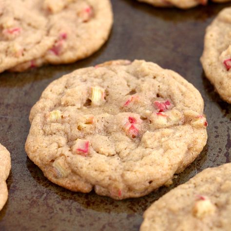 Brown Sugar Rhubarb Cookies Brown Sugar Rhubarb Cookies, Rhubarb Oatmeal, Rhubarb Cookies, Coconut Tart, Rhubarb Desserts, Pistachio Cookies, The Lunchbox, Rhubarb Cake, Rhubarb Recipes