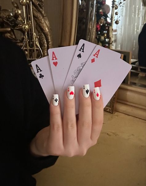 #manicure #nailart #nail #inspire #manicure #glitter #beleza #nailstagram #gelnails #nailsofinstagram #naildesign #nailpolish #spa #instanails #nailswag #unhas #salon #estetica #nailsart #nailsonfleek #gel #cardnails #playfulnails #funnails Card Nails Design, Playing Card Nails, Playful Nails, Card Nails, Playing Card, Nails On Fleek, Nails Design, Swag Nails, Fun Nails