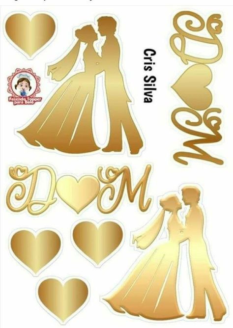 Wedding Cake Topper Printable, Wedding Cake Simple Elegant, Diy Cake Topper Birthday, Silhouette Cake Topper, Wilton Cake Decorating, Maria Elena, Birthday Cake Topper Printable, Diy Cake Topper, Wedding Silhouette