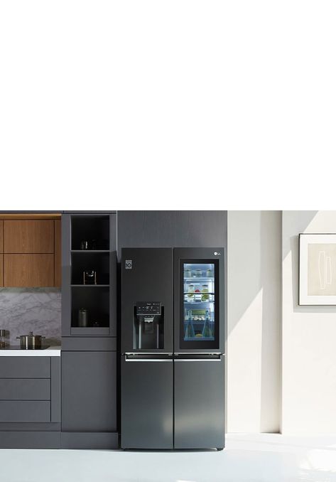 LG 847L French Door Fridge in Matte Black Finish : buy online | LG Australia French Door Fridge, Black Fridge Kitchen, Lg Fridge, Huge Refrigerator, Matte Black Refrigerator, Lg Smart Fridge, Lg Fridge Double Door, Lg Fridge French Door Refrigerator, Lg Fridge Freezer