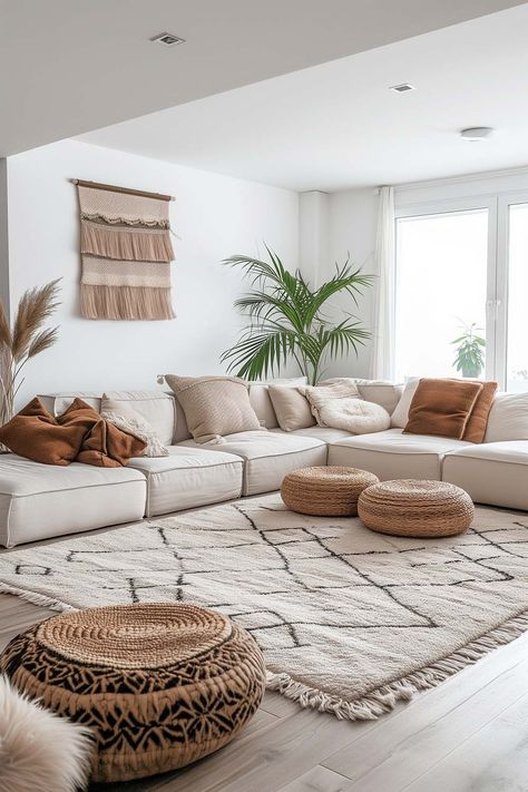 Minimalist Bohemian Living Room, Scandi Boho Living Room, Bohemian Chic Living Room, Boho Living Room Inspiration, Modern Boho Living Room, Stile Boho Chic, Boho Chic Living Room, Boho Living Room Decor, Boho Room Decor