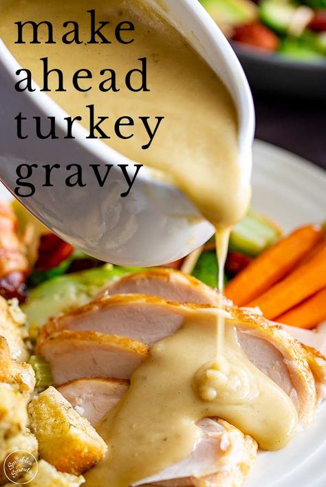 Turkey Gravy Made With Turkey Wings, Tipsy Housewife Turkey Gravy Make Ahead, Make Ahead Turkey Gravy Recipe, Gravy Recipe Turkey, Gravy Recipe Without Drippings, Freezer Food Ideas, Cherry Tomatoes Pasta, The Best Turkey Gravy, Turkey Gravy Without Drippings