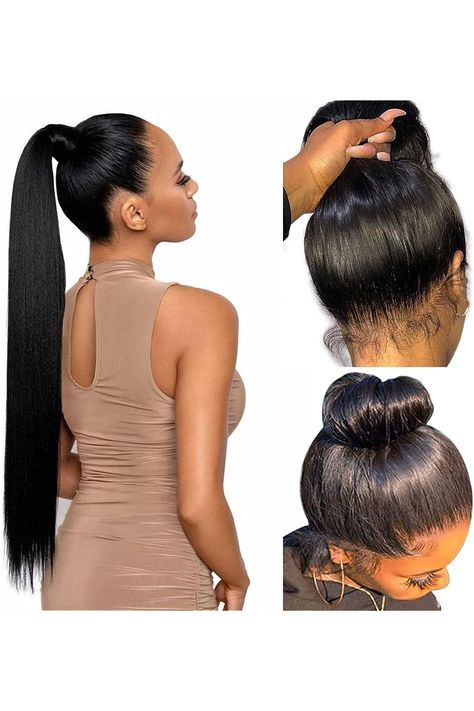 RXY 360 Lace Front Wigs Human Hair Pre Plucked Straight Frontal Wigs For Black Women Full Lace Wigs Hd Transparent ?Brazilian Virgin Hair Natural Color 180% Density Can Make High Ponytail And Bun Straight Frontal, Hair Natural Color, Full Lace Frontal, Natural Looking Wigs, Hair Knot, Lace Front Wigs Human Hair, 360 Lace Wig, High Ponytail, Wigs Human Hair