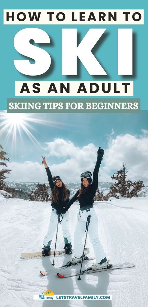 One of the best winter outdoor activities. If you've never learned to ski as a child and are now wanting to learn how to ski as an adult, you might find the prospect overwhelming. But let me tell you this: it's doable and more fun than you can imagine! In this guide, you'll explore essential beginner skier tips, make unforgettable memories skiing for the first time, and discover the perfect ski outfits to hit the slopes in style! Ski Tips For Beginners, How To Ski, Ski Outfits, Angel Fire, Winter Outdoor Activities, Skiing Outfit, Snow Skiing, Whistler, New Things To Learn