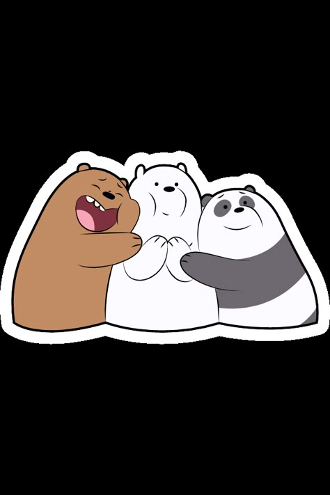 Sticker with 3 brothers bears who are hugging. Rather, Grizz and Panda hugs Ice Bear.. We 3 Bears, 3 Bear Drawing, The 3 Bears Cartoon, 3 Bears Drawing, Two Bears Hugging Cartoon, We Bear Bears Drawing, We Bear Bears Matching Icons, 3 Bare Bears, We Were Bears