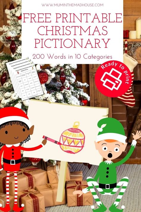 Free Printable Christmas Pictionary – Fun Holiday Game for All Ages Christmas Pictunary Game, Pictionary Christmas Free Printable, Christmas Carol Pictionary, Christmas Heads Up Game Printable, Holiday Pictionary Free Printable, Christmas Carol Game Free Printable, Christmas Pictionary For Kids, Price Is Right Christmas Game, Christmas Pictionary Ideas