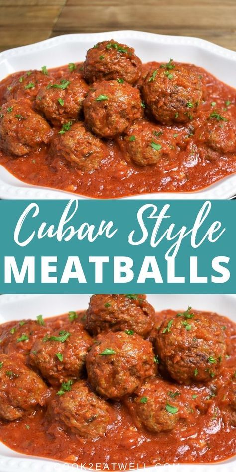 Cuban Meatballs, Cuban Meals, Large Meatballs, Columbian Recipes, Panamanian Food, South American Recipes, Cuban Dishes, Cuban Culture, Boricua Recipes