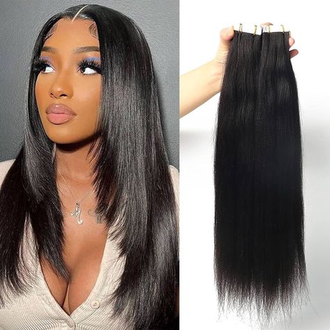 Amazon.com : Tape in Hair Extension Human Hair for Black Women 18 Inch Natural Black Brazilian Virgin Hair Skin Weft Tape in Curly Human Hair 40pcs 100g Black Wavy Tape in Hair Extension Human Hair : Beauty & Personal Care Hair Tape In Extensions, Hair Extensions For Black Women, Extensions For Black Women, Black Brazilian, Hair Tape, Tape In Extensions, Tape In Hair Extensions, Brazilian Virgin Hair, Real Human Hair